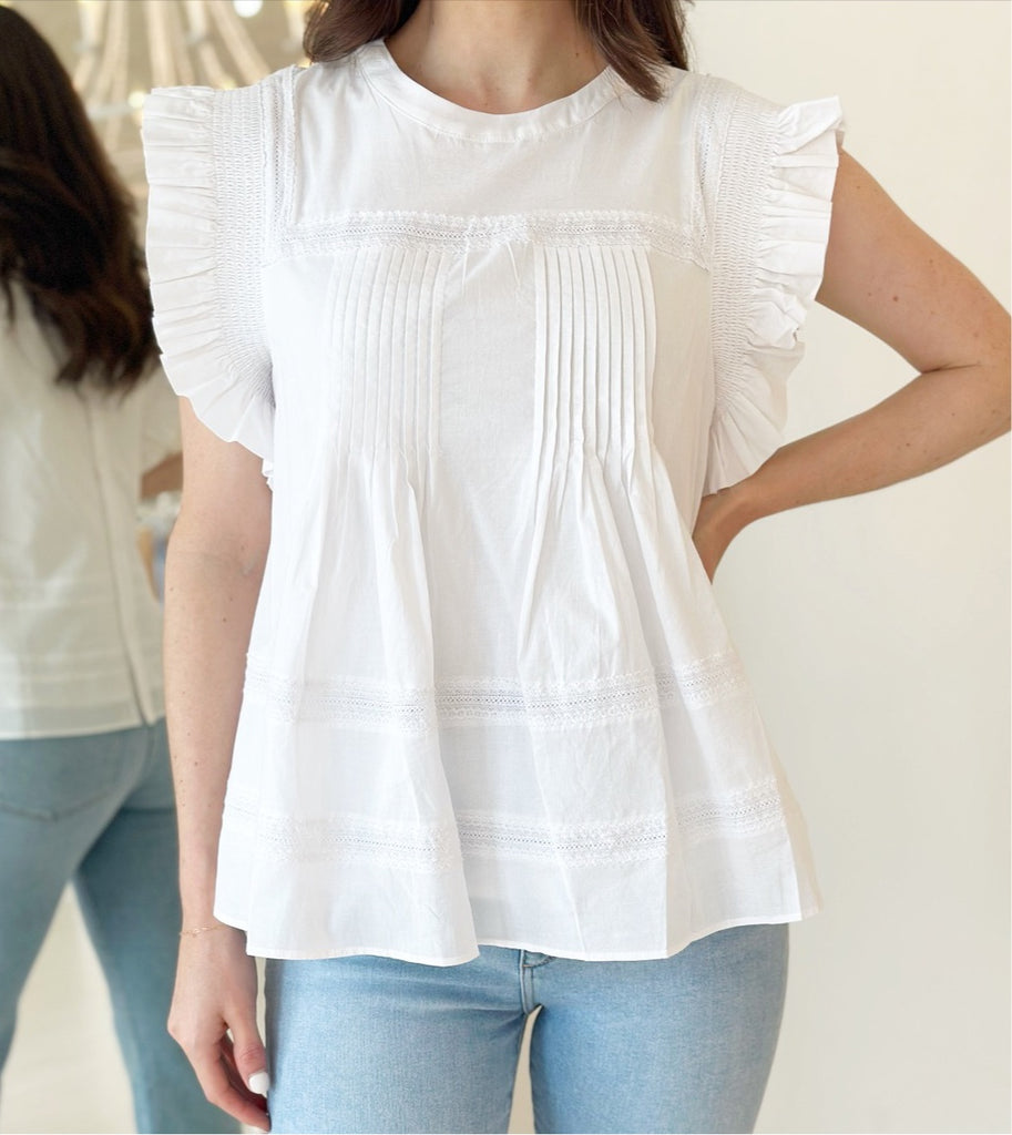 TRIM RUFFLE TOP